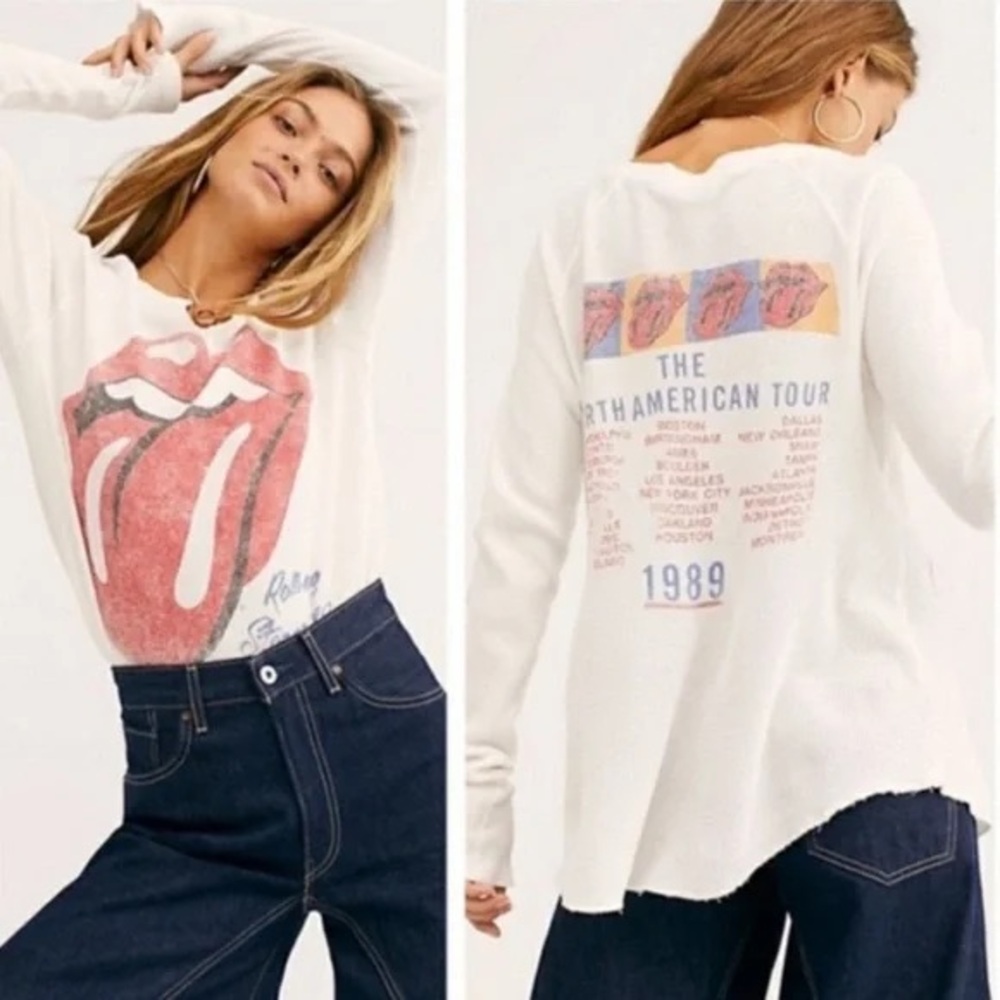 Free People Rolling Stones longsleeve thermal band shirt size M new with tags